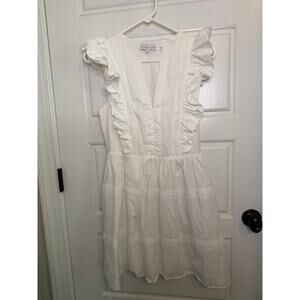 Endless Rose Small Sleeveless Ruffle White Mini Dress Lace Trim Graduation